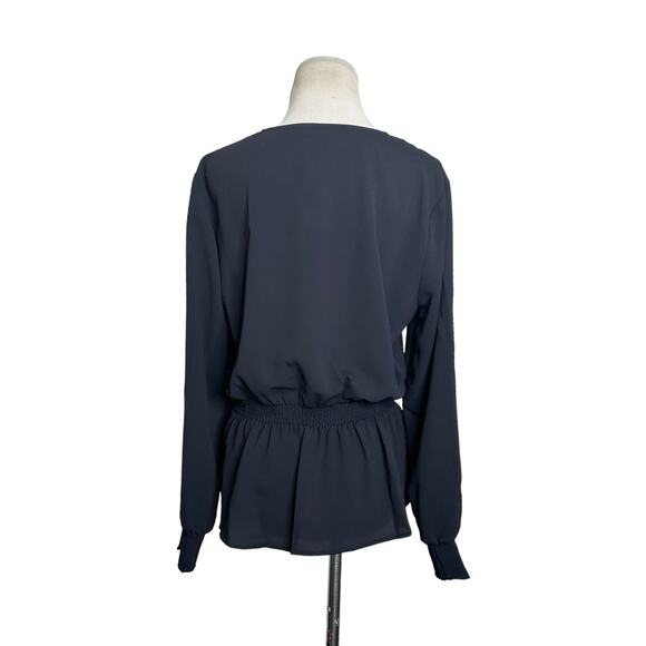 Alfani black long sleeves peplum blouse size Medium - Picture 9 of 13